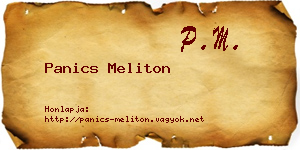 Panics Meliton névjegykártya
